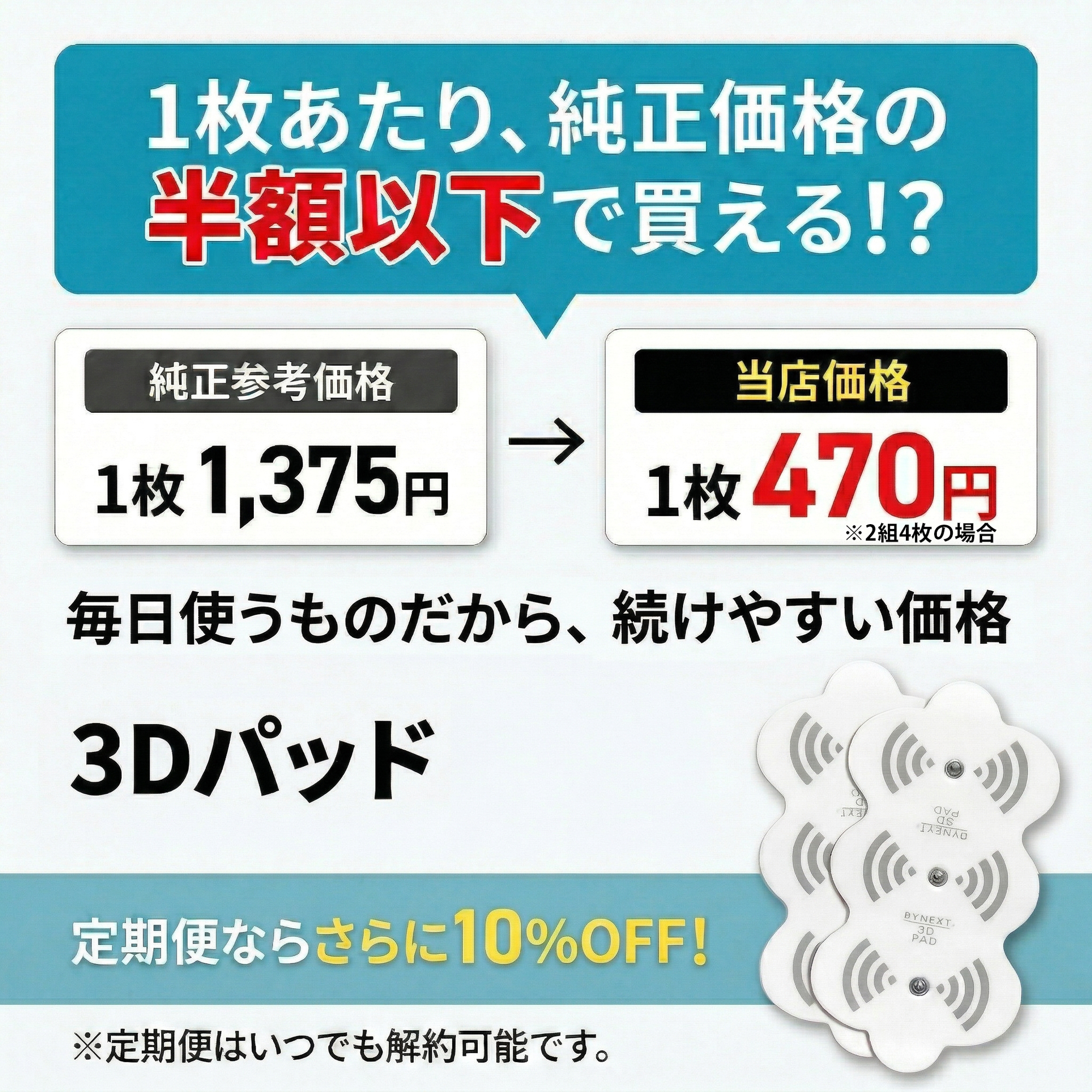 低周波機器用 互換 3Dパッド 替えパッド 3Dエルパレス 90日保証