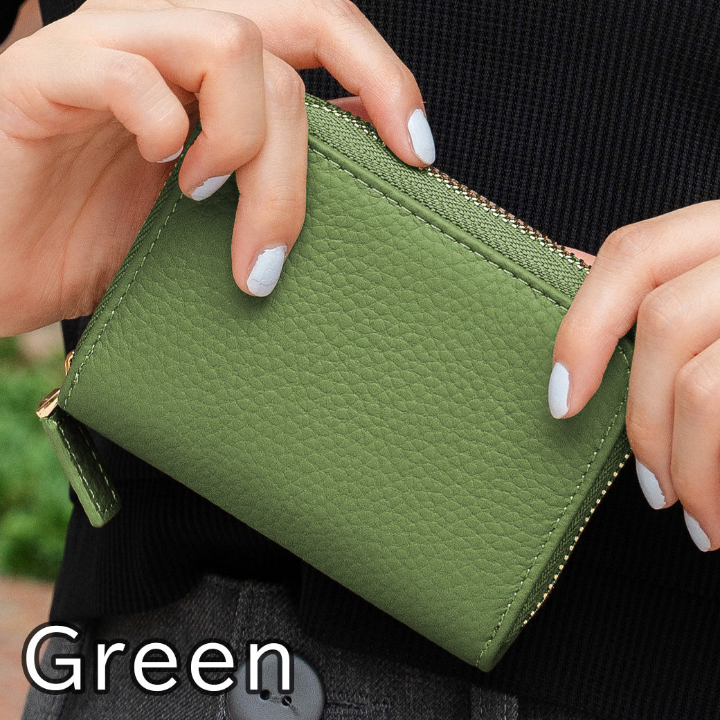 お札が折れない 本革ミニ財布 レディース スキミング防止