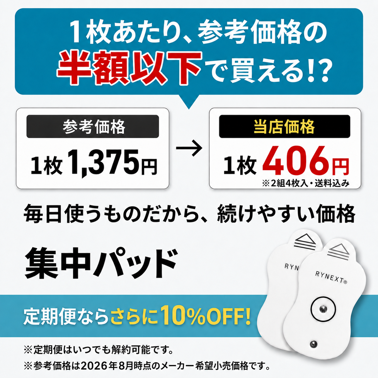 低周波機器用 互換 集中パッド 替えパッド 2組4枚入 電気機器 90日保証