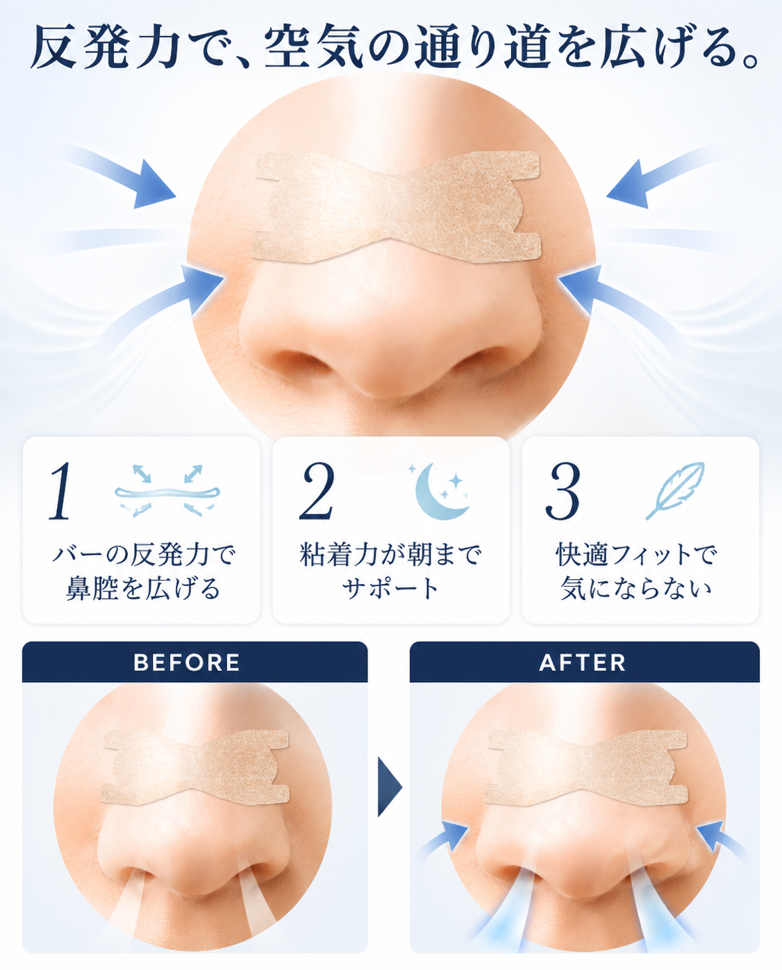 薬を飲まずに、鼻通りスッキリ。 汗を逃がす「新素材」鼻孔拡張テープ「シン・ノーズケア（レギュラー）」